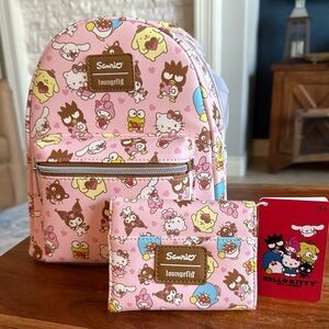 Loungefly Pink Hello Kitty and Friends Sweet Treat Backpack and Wallet NWT